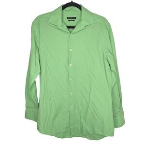 Van Heusen Studio Dress Shirt Mens 15-15.5 32/33 Green Slim Fit Micro Stripe